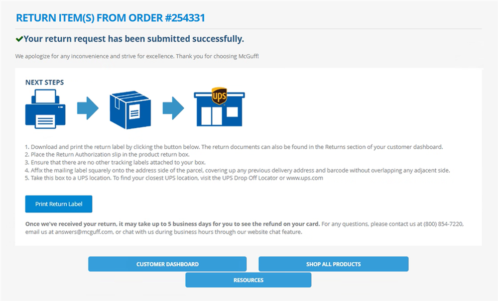 New Returns Process | McGuff.com